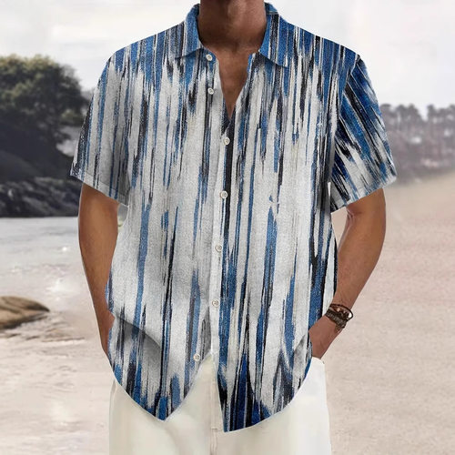 2025夏季新款海边夏威夷花衬衫男五分袖速干沙滩短袖花衬衣男女款