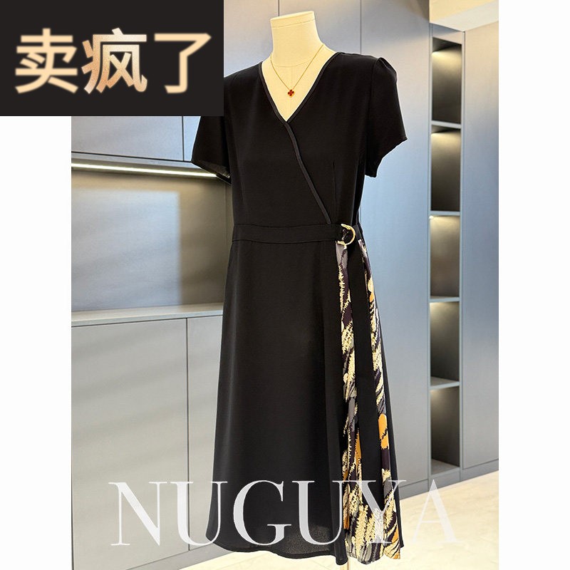 时尚洋派妈妈装雪纺洋装女短袖夏装新款中老年人显瘦裙子中长版