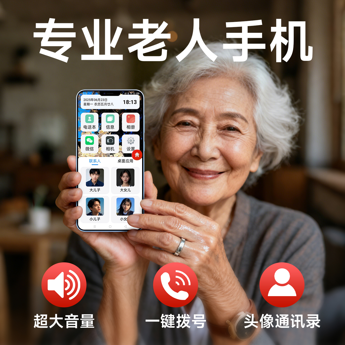 老人智能手机一键拨号超长待机