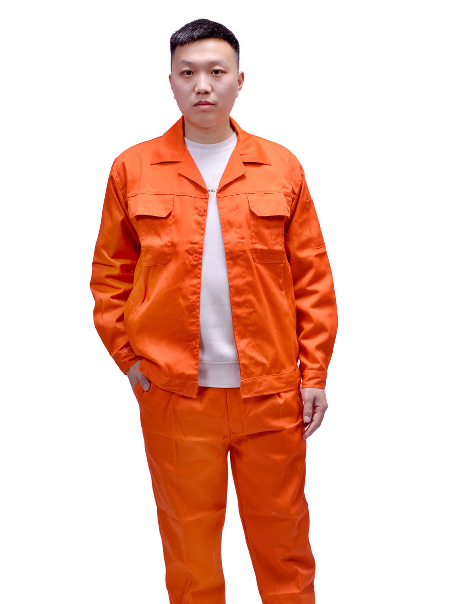 纽扣款工作服男套装春秋长袖耐磨工厂车间汽修劳保服印字绣字