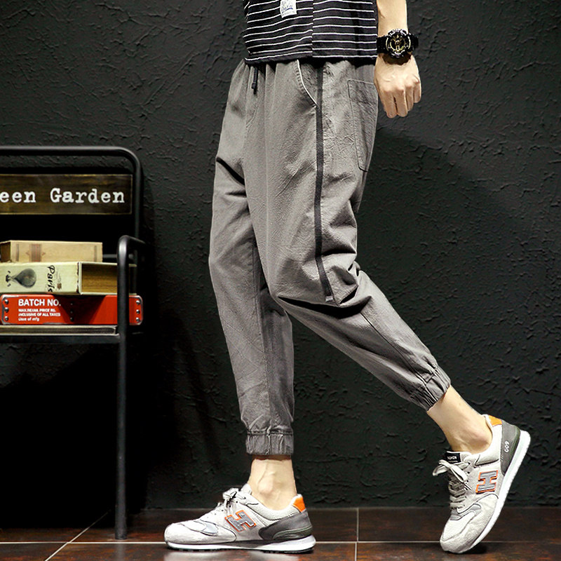 潮男裤子九分八分七分休闲搭配潮流帅气土修身小脚夏季薄款8分裤