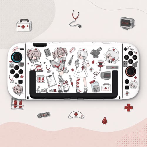 任天堂Switch2保护壳OLED硬壳分体底座全包防摔可爱护士姐妹y3k亚