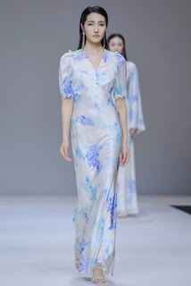 设计师品牌SUN上善重磅真丝定制晕染花色连衣裙