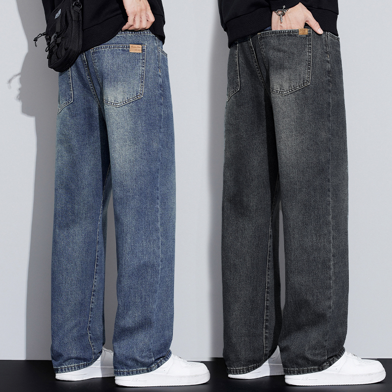 牛仔裤男士秋季弹力宽松直筒阔腿
