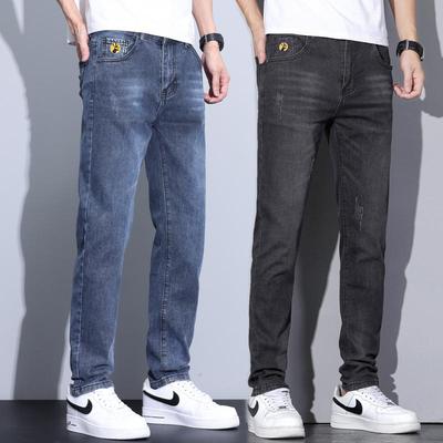 男士牛仔裤秋冬款加绒加厚修身直筒2025新款冬季弹力休闲长裤子男