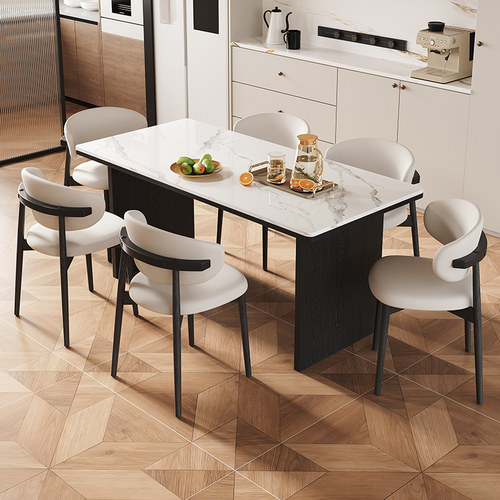 帕美迪意式极简岩板餐桌椅组合