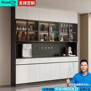 现代简约客厅家用收纳茶水酒柜 实木餐边柜靠墙一体储物柜2025新款