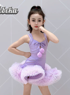 菲贝咔女童拉丁舞裙练功服少儿2025新款夏季网红高级感表演演出服