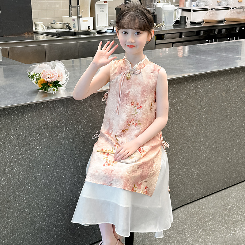 女童森系连衣裙夏高端甜酷儿童简约韩版时髦舒服潮流潮装甜美流行