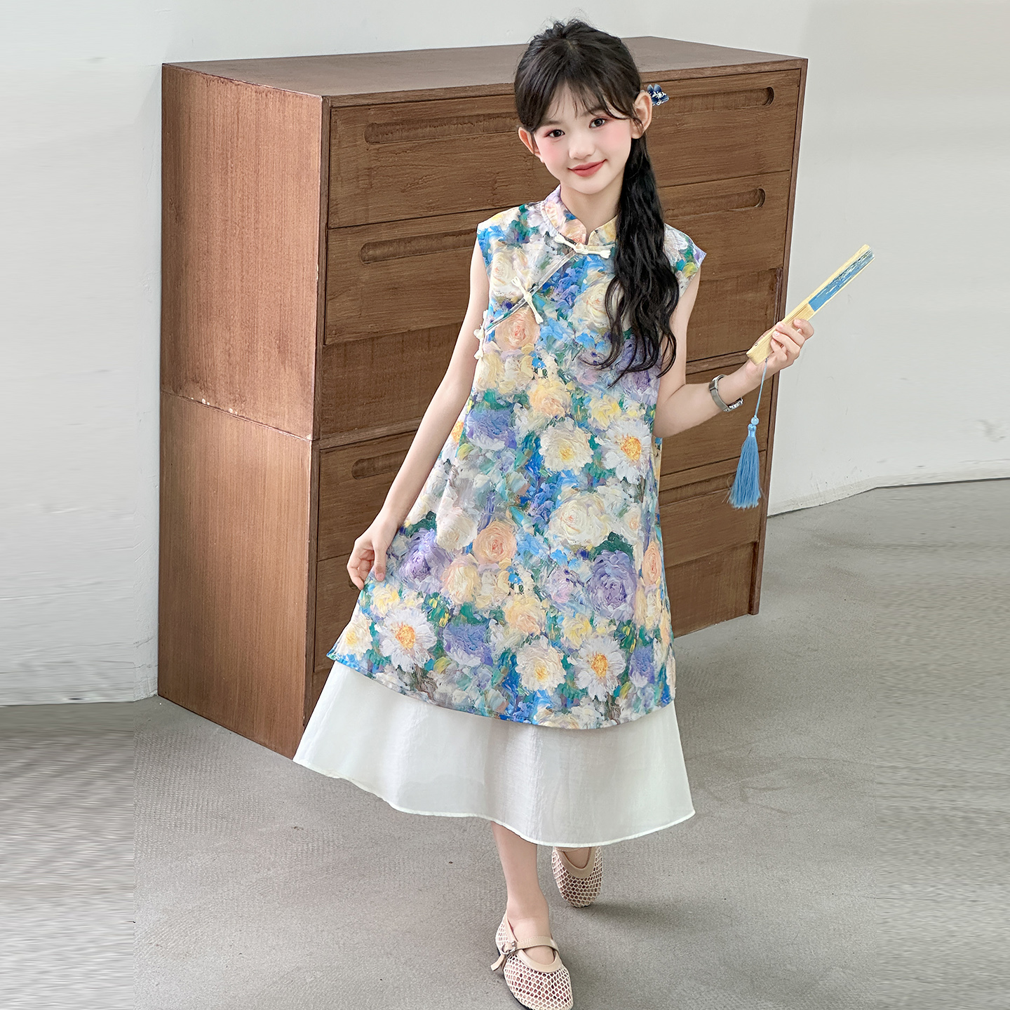 裙子女夏学生碎花裙超好看夏装服装酷风潮款高端夏款小众休闲潮童