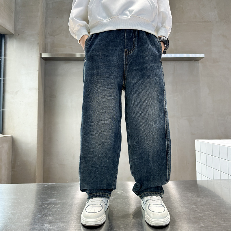 儿童牛仔裤秋季款2025年新款男童网红中学生穿搭帅气高级感高中生