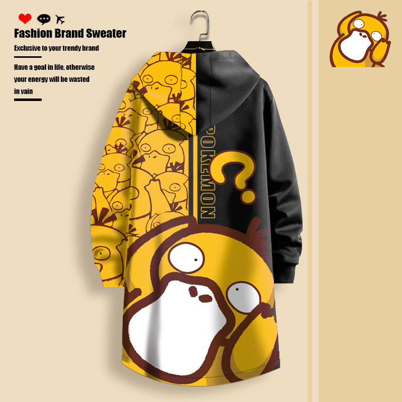 可达鸭风衣动漫拼色上衣男