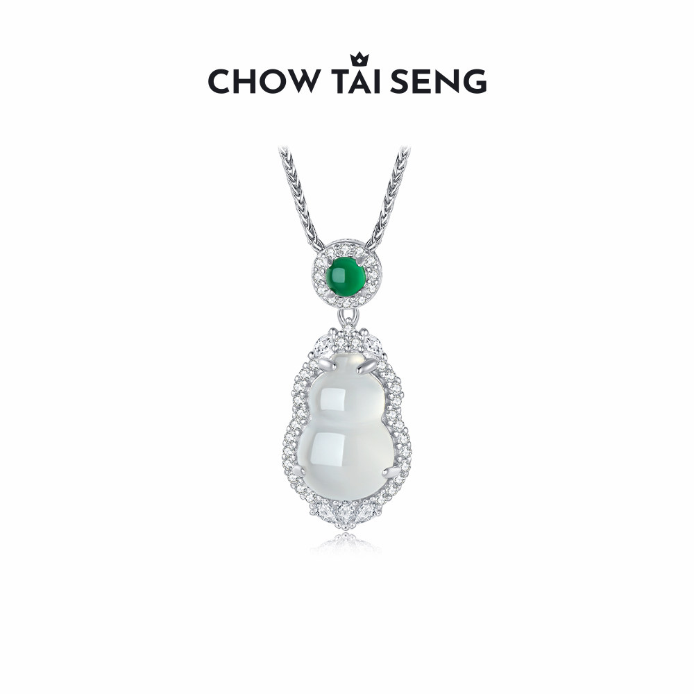 周大生葫芦玉髓吊坠纯银项链女国风新中式高级感母亲节礼物送妈妈