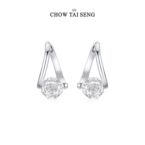 【圣诞礼物】周大生玫瑰耳钉款