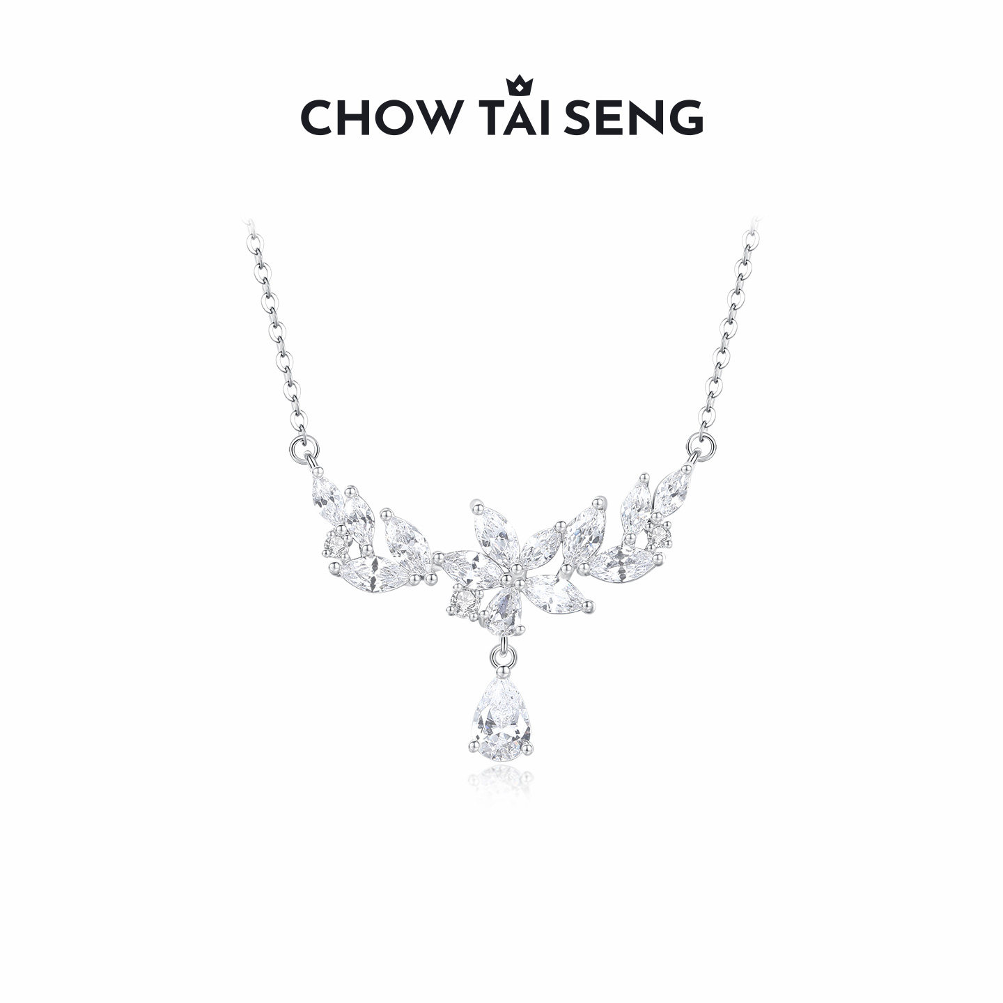 周大生紫藤花项链S925纯银轻奢小众高级感锁骨链新年节礼物送女友