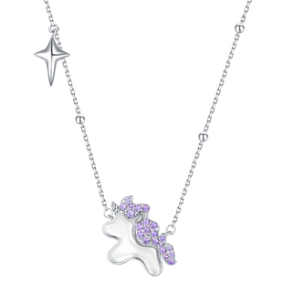 周大生独角兽纯银项链轻奢小众星星梦幻锁骨链高级生日礼物送女生