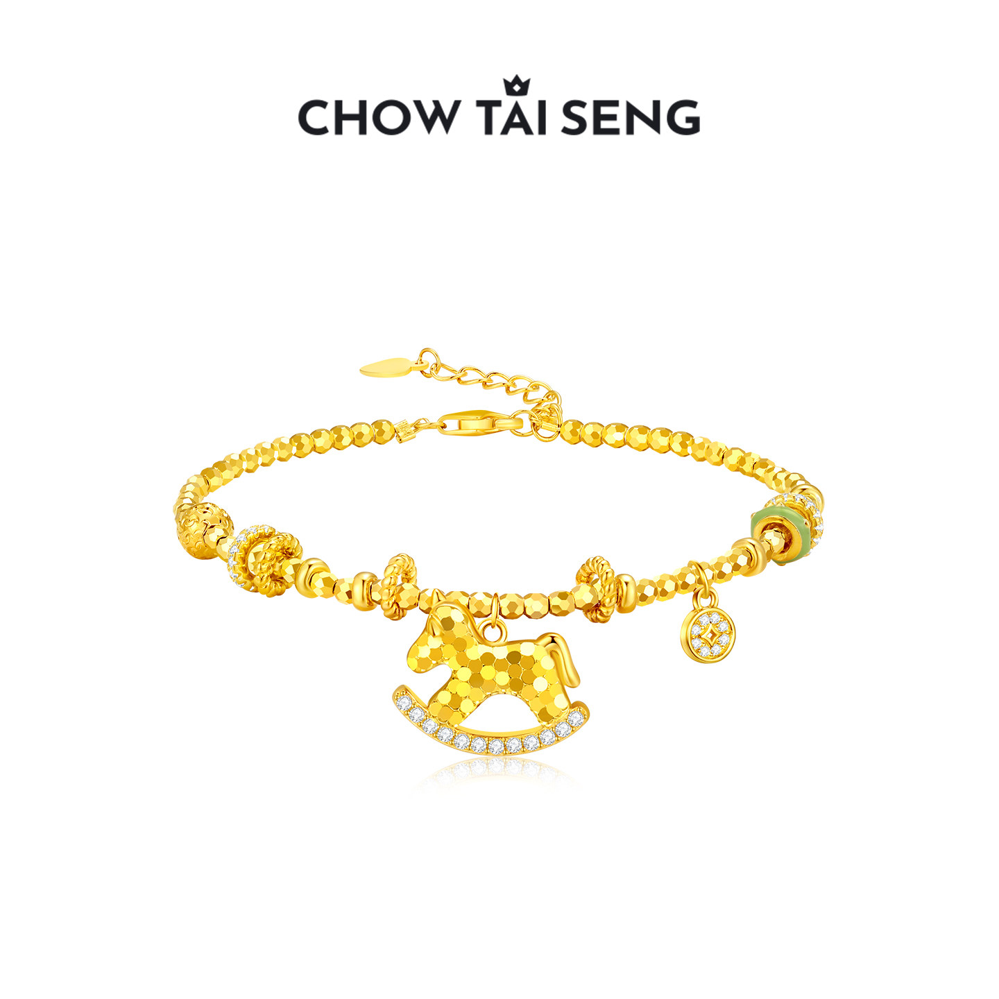 周大生马上有钱手链生肖马吊坠可爱百搭手饰品本命马年送女友礼物