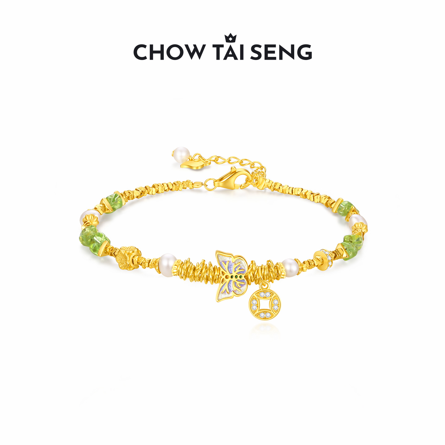 周大生绿野仙踪蝴蝶手链女925纯碎银子手饰高级感生日礼物送女友