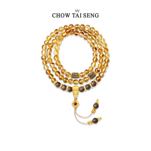 【生日礼物】周大生水晶沉香手串