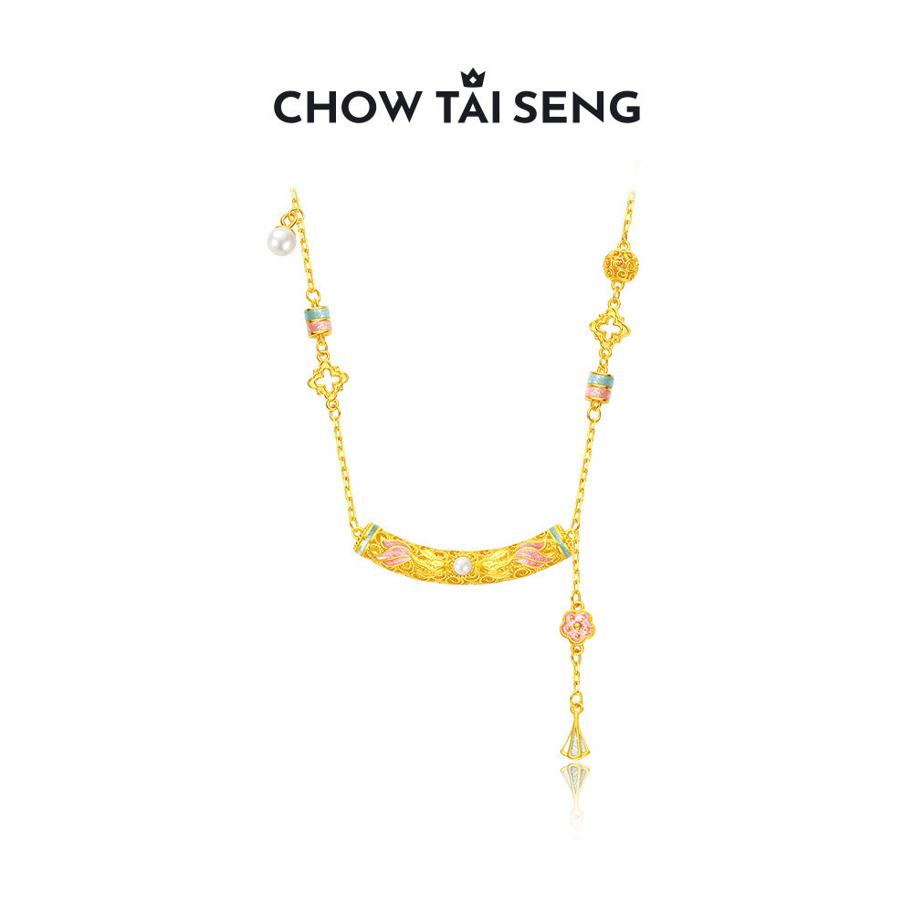 周大生好运锦鲤珍珠项链925银高级感新中式锁骨链生日礼物送女友