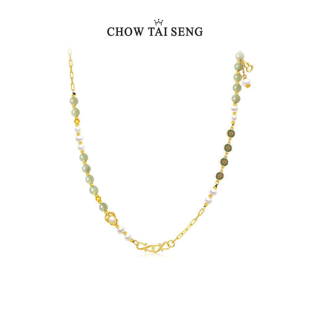 周大生银S925和田玉新中式珍珠项链玛瑙首饰生日情人节礼物送女友