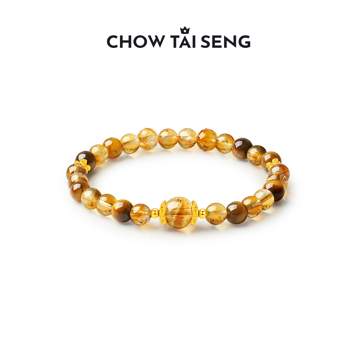 周大生水晶虎眼石S925纯银手串轻奢高级感国风手链生日礼物送女友