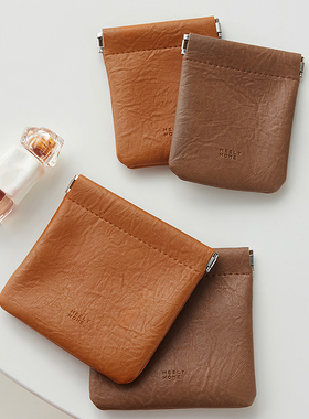 米立风物化妆包便携式皮革收纳包自动闭合弹片小包耳机口红内胆包