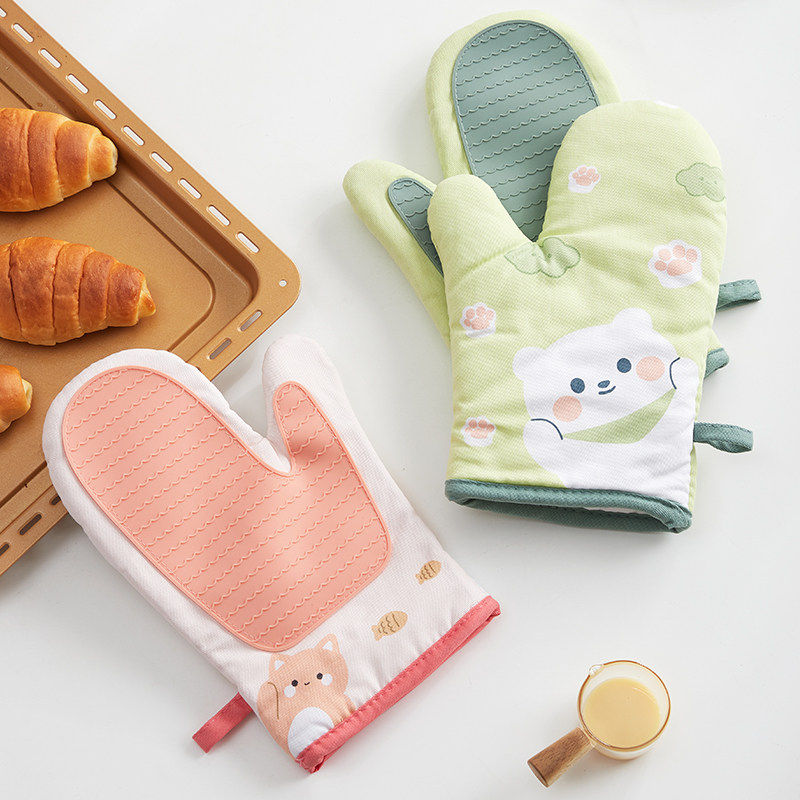 米立风物微波炉隔热手套硅胶卡通烘焙手套耐高温防滑防烫厨房烤箱