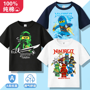 儿童Ninjago衣服装 a类纯棉印花半袖 男童2026新款 幻影忍者t恤短袖