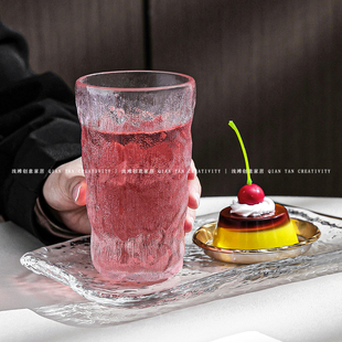 ins风玻璃杯家用高颜值水杯果汁杯套装网红简约客厅茶杯饮料杯子