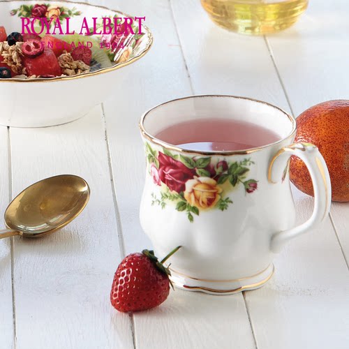 RoyalAlbert阿尔伯特老镇玫瑰系列骨瓷马克杯圆底水杯茶杯子