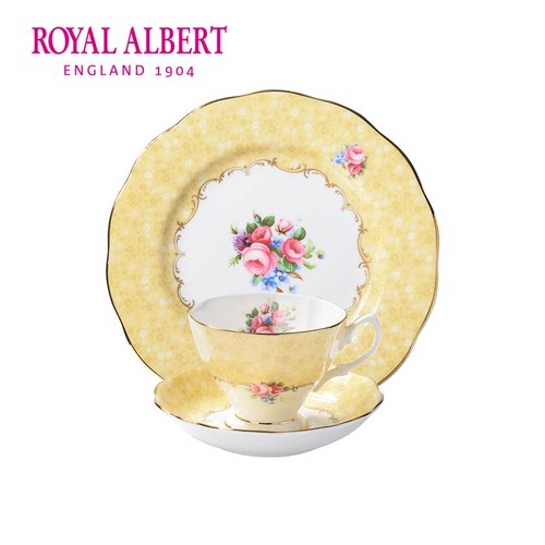 Royal Albert阿尔伯特百年系列骨瓷咖啡杯碟盘三件套英式茶具