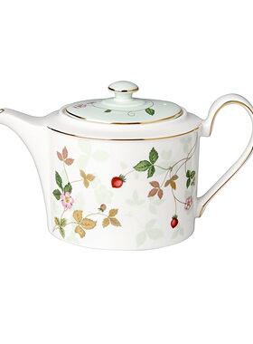 WEDGWOOD威基伍德野草莓小茶壶骨瓷壶带盖茶壶欧式咖啡壶单壶