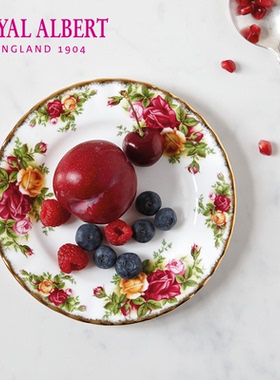 Royal Albert阿尔伯特老镇玫瑰骨瓷餐盘子水果盘点心盘欧式