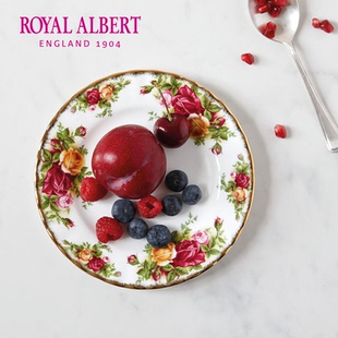 Royal Albert阿尔伯特老镇玫瑰骨瓷餐盘子水果盘点心盘欧式