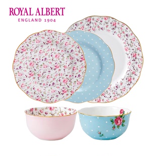 RoyalAlbert阿尔伯特骨瓷餐具套装双人食餐盘餐碗点心盘