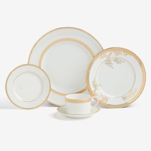 WEDGWOOD威基伍德VeraWang王薇薇白金色蕾丝五件组骨瓷餐具套装