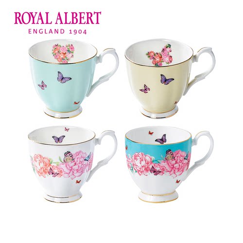 Royal Albert阿尔伯特米兰达联名骨瓷马克杯茶杯四件套礼盒装