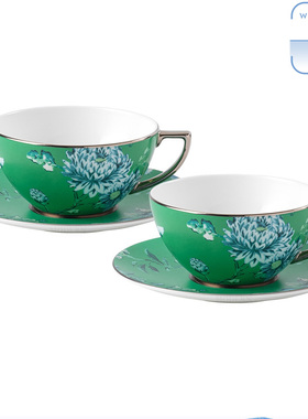 WEDGWOOD威基伍德翠玉凤凰骨瓷咖啡杯碟下午茶2杯2碟茶具礼盒套装