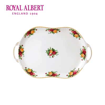 Royal Albert阿尔伯特 老镇玫瑰三明治托盘 点心盘48CM