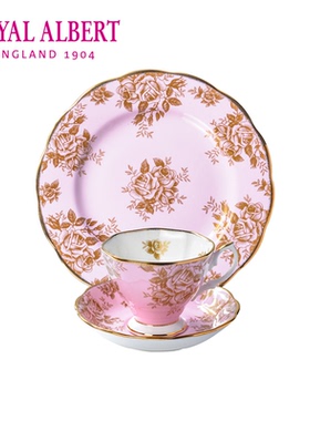 Royal Albert阿尔伯特百年系列骨瓷咖啡杯碟三件套欧式小奢华