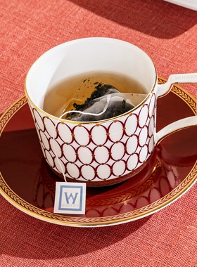 WEDGWOOD威基伍德红粉年华2杯2碟李现同款骨瓷咖啡杯碟欧式下午茶