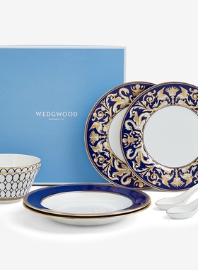 WEDGWOOD威基伍德金粉年华两人食餐具套组骨瓷餐碗餐盘汤勺餐具