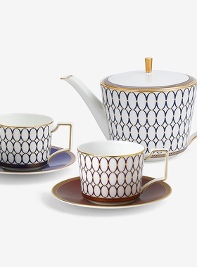 WEDGWOOD威基伍德金粉年华骨瓷1壶2杯碟欧式小奢华咖啡具杯碟套装