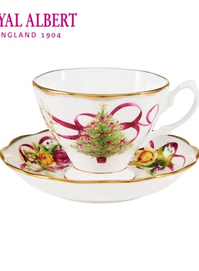 Royal Albert阿尔伯特 老镇玫瑰圣诞系列茶杯咖啡杯碟套装