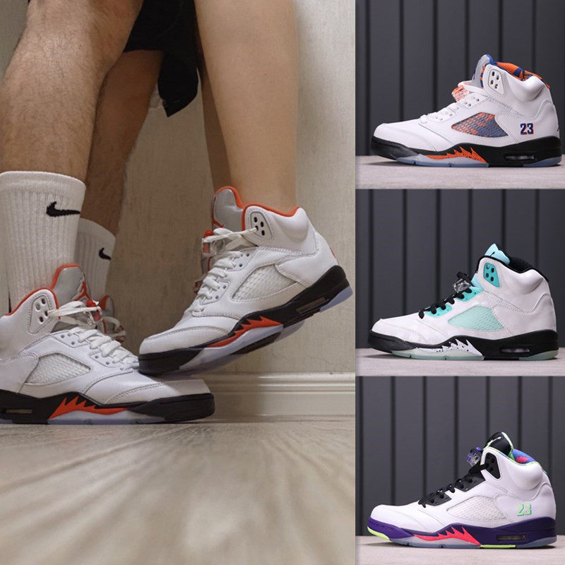 新款aj5流川枫男鞋情侣奥利奥白蝉翼新鲜王子赛车蓝鸳鸯冰蓝女鞋