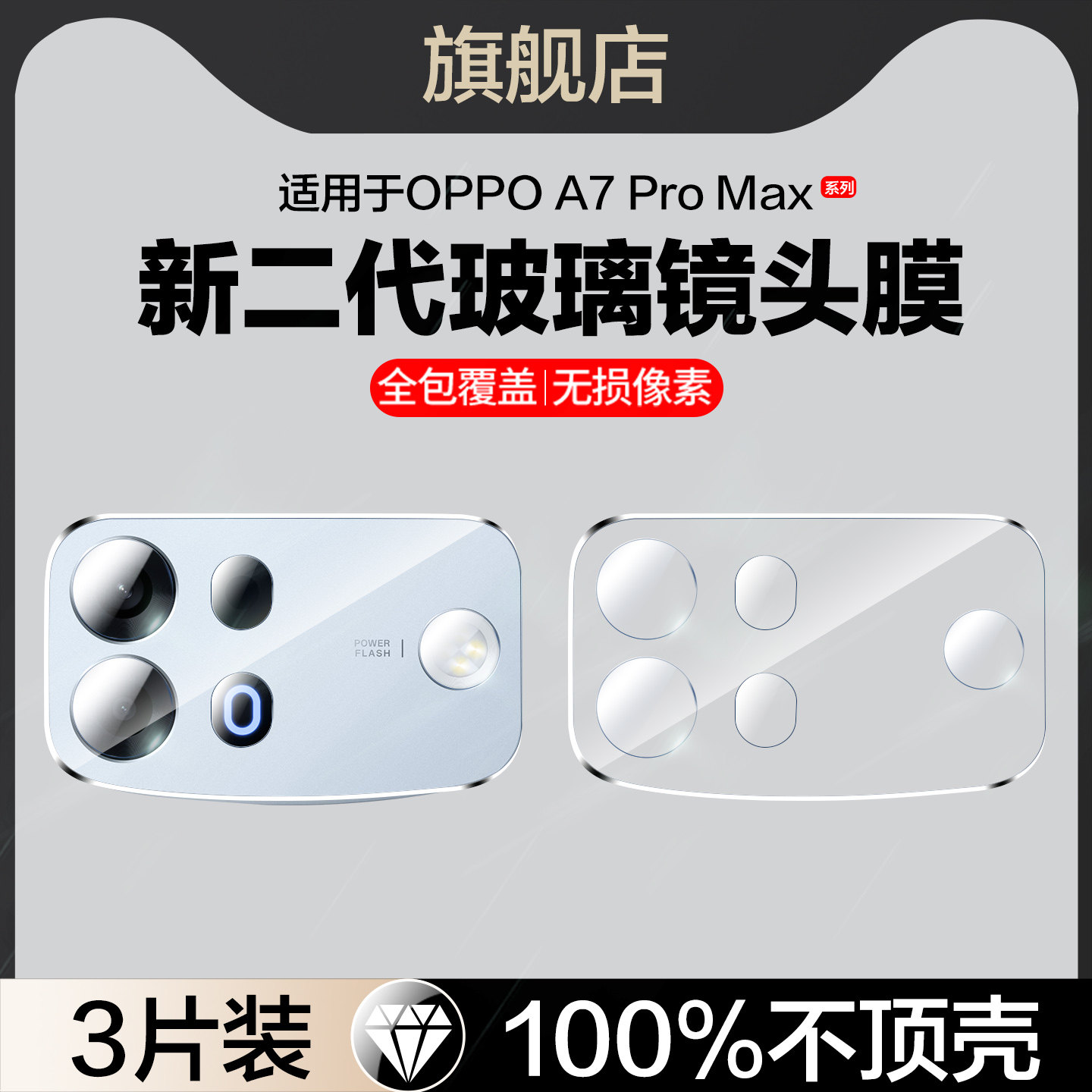 红礼适用oppoA7promax镜头膜a7promax摄像头保护膜PYC110手机膜全屏a7pro相机配件镜片贴a7maxpro钢化玻璃5g