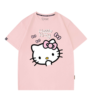 哈喽猫联名三丽鸥短袖t恤hellokitty凯特猫衣服男女夏季纯棉半袖