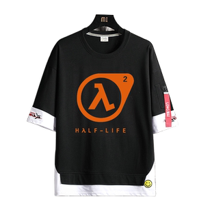 半条命2飘带T恤沙盒游戏周边纯棉短袖Half-Life2男女宽松体恤衣服