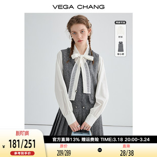 VEGA 新款 背心连衣裙女2024年春季 CHANG无袖 慵懒小香风百褶裙子